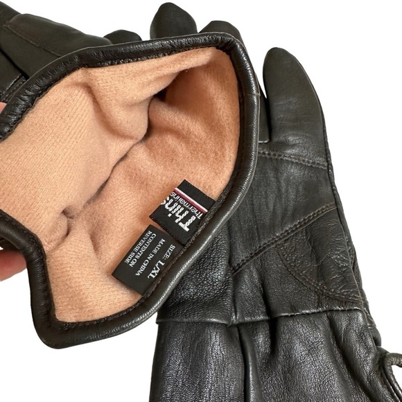 Men's Black Leather Thinsulate Lined Gloves, L/XL - Picture 3 of 4